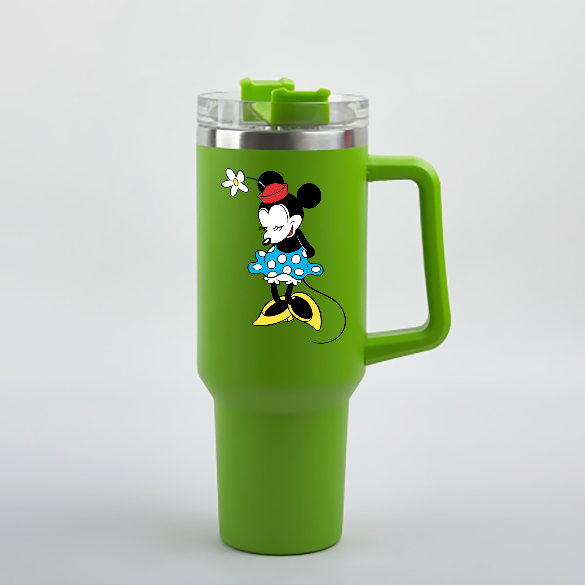 （画像用） ミッキーマウス Mickey Mouse 1200mL車用タンブラー - クリスタルステッカー（プラスチックストロー付き）